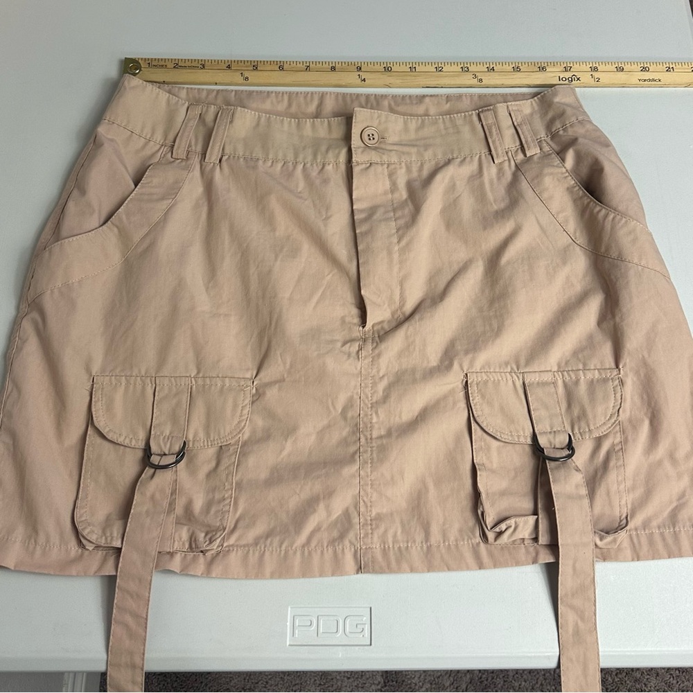 Vintage Y2K Charlotte Russe Tan Classic Utility Cargo Mini Skirt Size XL - Picture 6 of 9